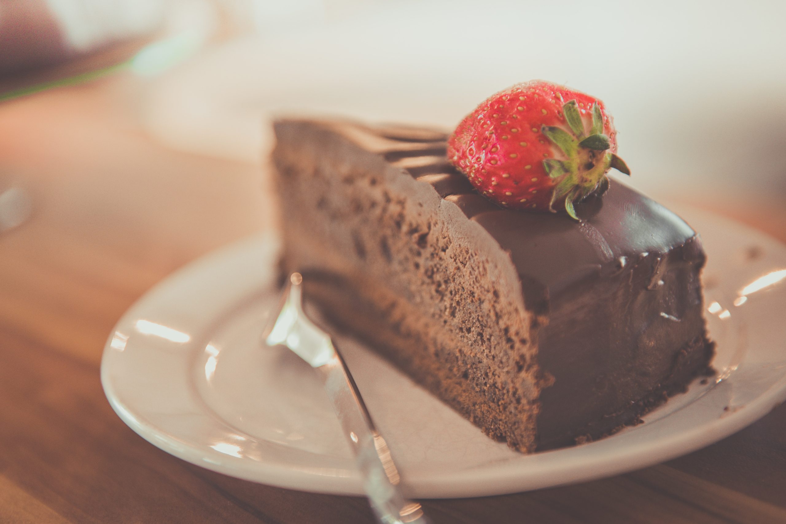 piece of chocolate cake with strawberry